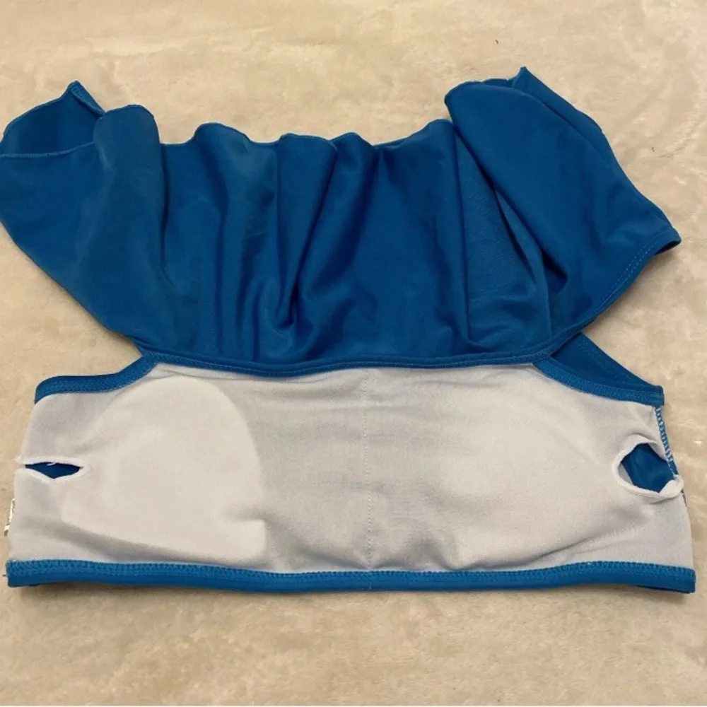 SHEIN Bold Blue Ruffle Bikini Top